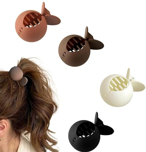 Pince à cheveux, 4 couleurs, haute, pour queue de cheval, petite taille, cheveux fins, ronds et petits, accessoires de cheveux pour femmes, accessoires de cheveux tendance (noir, blanc, marron,