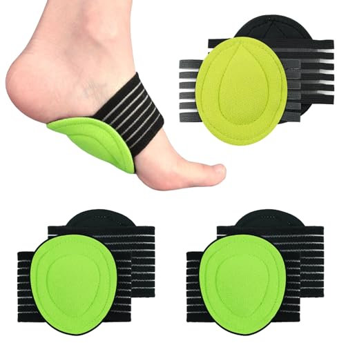 Leikedun 3 Pair Arch Support, Compression Cushioned Plantar Fasciitis Support Plantar Fasciitis Sleeves for Foot Support, Pain Relief & Sore, Flat Feet, Heel Spurs(Black & Green, Thin+Thick)