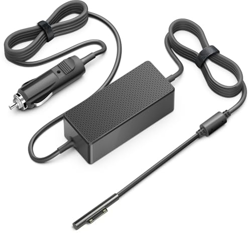 TAIFU 12V-24V 100W Ladekabel Auto für Microsoft Surface Pro 9/8/7/7+/6/5/4/X, Surface Laptop 5/4/3/2/1, Go 3/2, Book 3/2 - KFZ Netzteil DC Ladegerät