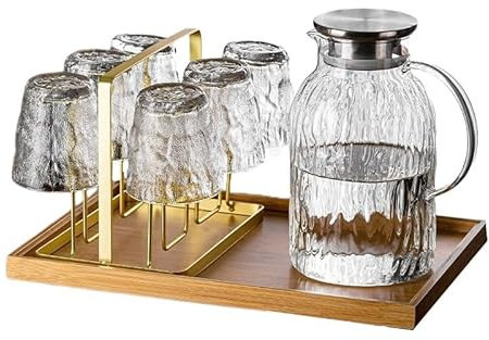 Brocca Acqua Bollitore freddo tazza for acqua set for la casa bollitore freddo teiera in vetro resistente alle alte temperature bollitore bollente bianco freddo di grande capacità Caraffa Acqua (Colo
