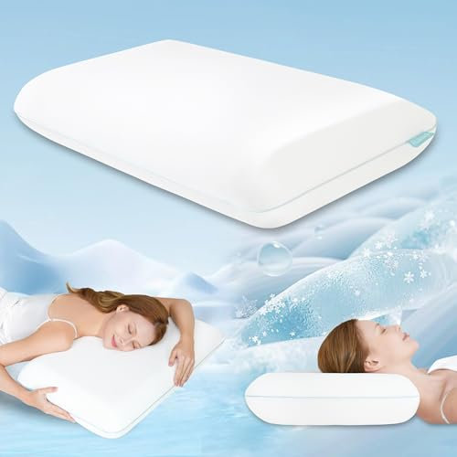 Releep Weiches Kühlendes Kopfkissen, 40x70 Memory Foam Kissen, Kühlkissen zum Schlafen, Ergonomisches Nackenstützkissen