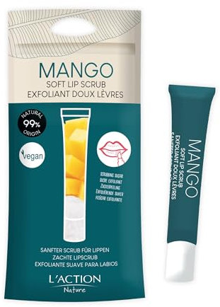 L'Action Paris Exfoliante Labial Suave, con Cristales de Azúcar Natural para Labios Suaves, Hidratados y Regordetes, Enriquecido con Manteca de Karité y Mango y Aceite de Jojoba 12ml