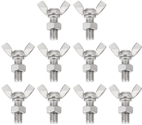 QUARKZMAN 20 Stück M8-1.25x20mm metrische Flügelschrauben mit 20 Stück Muttern, Schmetterlingsschrauben aus Edelstahl 304, Maschinenbefestigung Daumenschrauben metrische Flügelschrauben