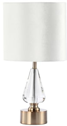 48cm Chrome & Clear Glass Table Buffet Bedside Lamp Light with Cream Shade