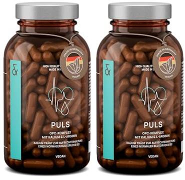 CLAV® N°14 Puls, OPC Traubenkernextrakt Hochdosiert, 240 Vegane Kapseln | Für den Blutdruck, mit L-Arginin, Schwarzem Knoblauch & Kalium, 650mg OPC, Blutdruck Komplex, Laborgeprüft, im Apothekerglas