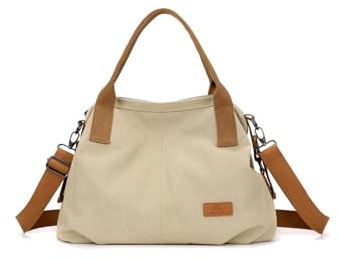 CORIOS Bolso de Hombro para Mujer Bolso Bandolera de Lona Casual Bolso de Mano Gran Capacidad Bolsa Shopper Bolsa de Ocio Multifuncional Trabajo Citas Compras Viajes Bolso Tote Caqui