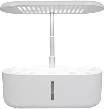 Jemora Système de Culture hydroponique à 10 dosettes, Jardin intérieur avec LED, système de Pompe à lumière, Kit de dosettes de graines, éponges de Culture, paniers de Culture, Solution nutritive AB