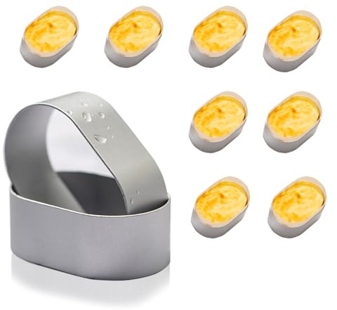 Moldes para galletas, moldes de galletas de acero inoxidable, mini cortadores de varias formas geométricas de corazón, estrella, flor para pasta, tarta, pastelería, (ovalado)