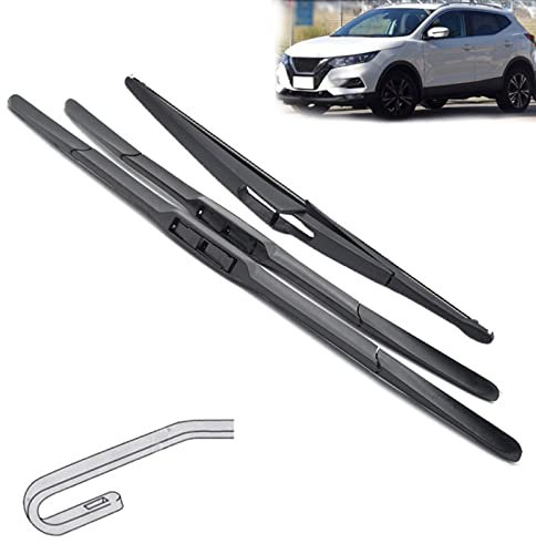 ,For Nissan,For Qashqai J11 2013-2020 Wiper Front & Rear Wiper Blades Set Windshield Windscreen Window 26+17+12