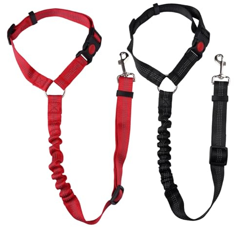 2 Pièces Ceinture Securite Chien Voiture, Laisse Voiture pour Chien avec Absorption des Chocs, Réglable Ceinture De Sécurité