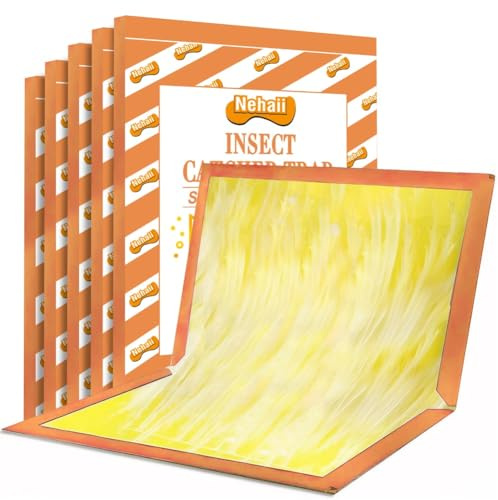 Nehaii Insect Sticky Pads Traps 5 Packs-Sticky Pads Trap Extra Strong for Spiders, Flies, Cockroaches, Sticky Traps Boards Glue Pads for Indoor Outdoor