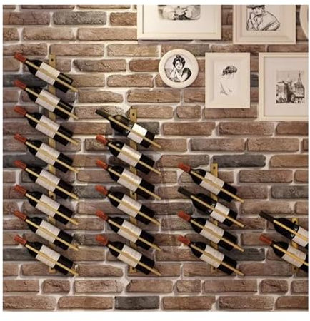 LVSEWOA Casier à vin Mural doré, casier à vin Mural pour 6 Bouteilles, Support Mural Suspendu pour Bouteilles de vin, étagère Moderne pour décoration, Rangement de Bouteilles de vin, 1 pièce