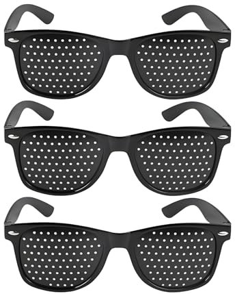 SOGHO 3 Stück Lochbrille,Rasterbrille,Lochbrille Für Augentraining Original,Pinhole Glasses,Rasterbrille Augentraining,Augentrainer Lochbrille,Gitterbrille Mit Faltbaren Bügeln Für Augen-Training