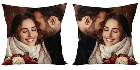 KQIVAM Personalisiertes Kissen mit Foto, 45x45Kissen mit Foto, Bild Geschenk Kissenbezug Doppelseitige Bedruckte Pillow Fotokissen Selbst Gestalten Kissenhülle Home Geschenk Geburtstag Kissenbezüge