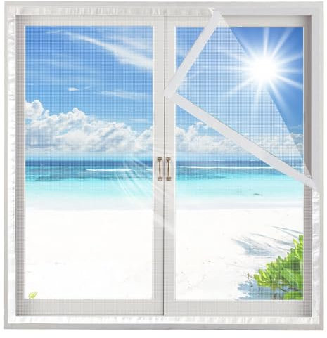 Fenster Mückengitter zum Klemmen 180x185cm Weiß Fliegengitter zum Schieben Fliegengitter Rollo ohne bohren Fliegengitter Fenster BalkonFenster