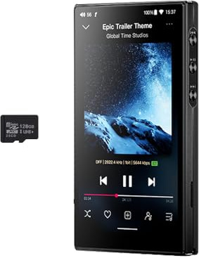 JadeAudio/FiiO JM21 (3+32G) Lettore MP3 160G Android 13 ad alta risoluzione con Snapdragon 680, Bluetooth WiFi USB DAC 12,5 ore di riproduzione, fino a 2 TB (nero con scheda SD da 128 GB)