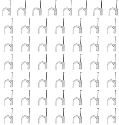 50pz fermacavo da parete, per cavi diametro 3/4 mm, colore bianco, fissaggio a muro, graffetta blocca cavo, morsetti, supporto per cavo elettrico, antenna, rete, ethernet