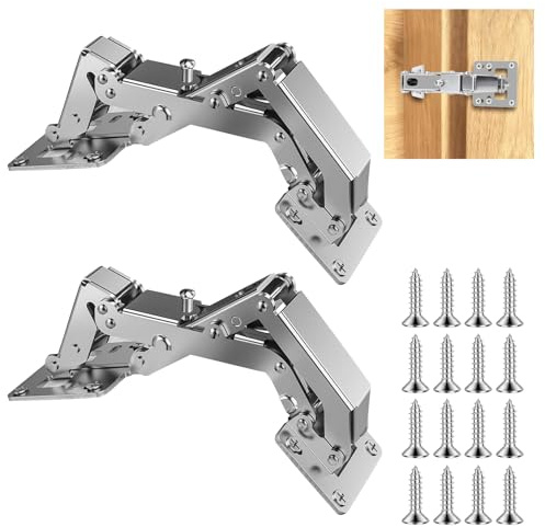 2 Pezzi Cerniere con Chiusura Ammortizzata, Angolo D'apertura 170, Cerniera per Ante Cucina, per Porte Mobili, Cucina, Armadi, con 16 Viti