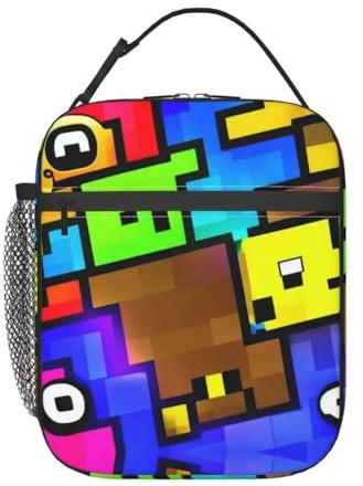 Custom Geometry Cube Gaming Dashes Insulated Lunch Bag for Thermal Cooler Bento Box Outdoor Camping Travel Resuable Tote Bags