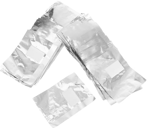 BAZEITFLOW Set de Papillotes Aluminium pour Ongles avec Tampons Coton Intégrés Enveloppes Exfoliantes pour Vernis Gel Protection Chimique et Hygiène pour Manucure Professionnelle et Usage
