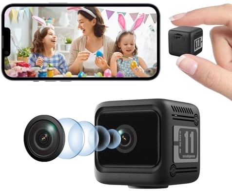 Vnmkp 2025 Upgraded Security Camera, Wireless Surveillance Camera, 4K HD Mini Nanny Cam for Home (with Night Vision) WiFi Indoor Camera(Video Only) (Black)