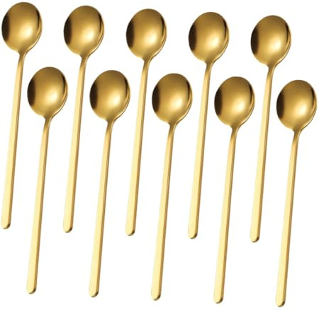EPIGEIST 10 pezzi Cucchiaini da Caffè Manico Acciaio Inossidabile Cucchiai Versatili per Dessert Gelato Cocktail e Tè Design Ergonomico e Facile da Pulire
