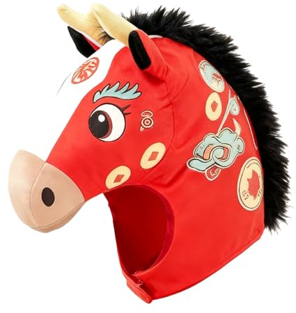 Duroecsain Plüsch-Pferdehut, Kopfschmuck für chinesisches Neujahr, 2026, Kopfschmuck für Rollenspiele, Themenpartys, Schularbeiten, Konzerte, Karneval und Events