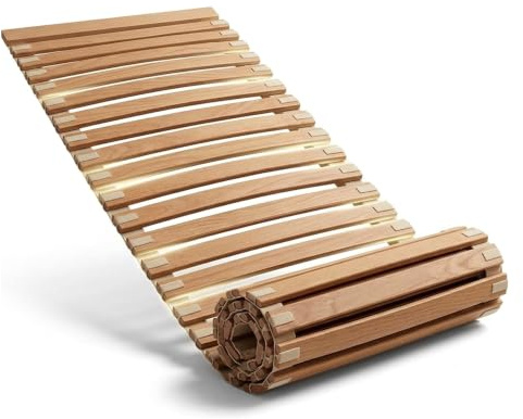 Geborgenschlafen Rollattenrost - Metallfreier lattenrost 90x200cm mit 23 stabile Holzlatten für sicheren Halt | Flexibel & Haltbar Rollrost 90x200cm für alle Bettgestelle mit völlig Geräuschlos Design