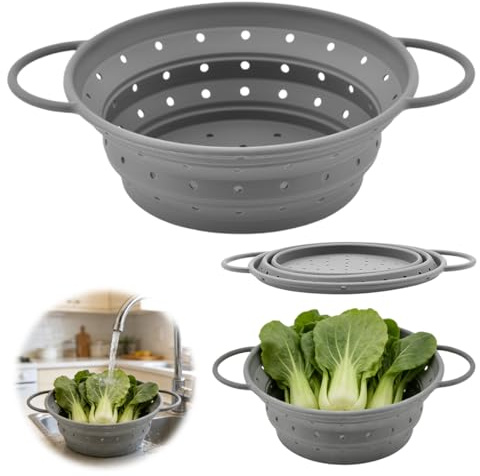 Foldable Pasta Strainer, 33.4 cm Foldable Colander, Foldable Pasta Strainer, Heat Resistant Folding Sieve, Silicone Kitchen Strainer, BPA-Free, Vegetables and Fruits, Heat Resistant, Dishwasher Safe