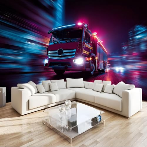 Papel Pintado Pared 3D Ciudad Calle Para Salón Pared Muebles, Fotomurales Luces De Neón Coches 200 X 140 Cm Moderno Dormitorio Murales Multicolor Para Niños Adolescentes Chico Chica
