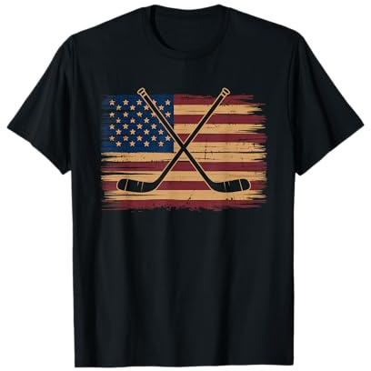 Camiseta De Hockey con Bandera Americana para Hombre Y Niña, Camiseta