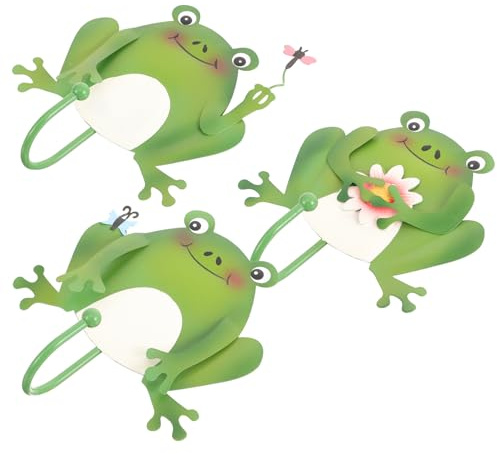 HYTROVE 3 Stück Wandhaken in Froschform aus Eisen Schlüsselaufbewahrungshaken mit Multifunktionaler Nutzung für Küche und Arbeitszimmer Bunte Cartoon Wanddekoration