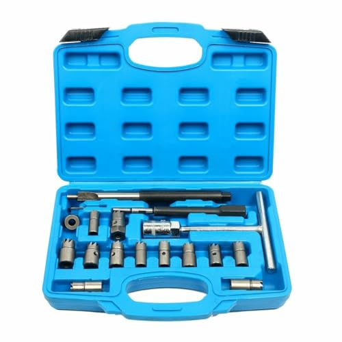TSX TOOL Kit 17 Piezas Escariador Asiento Inyector Diesel Cortador Universal Fresas Planas Angulares Acero Professional