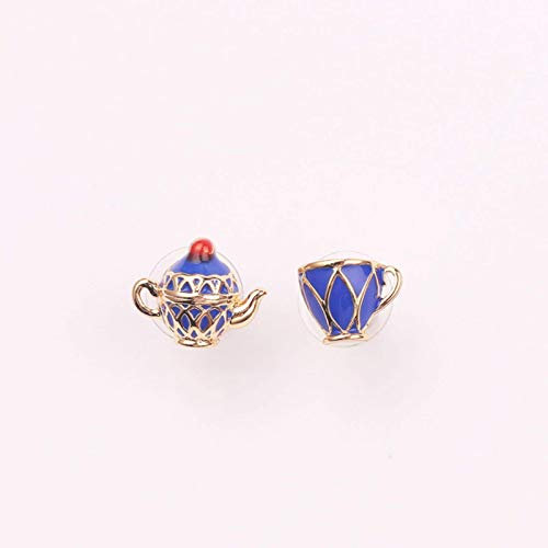 QIN Grape minimal handmade enamel earrings earrings blue teapot tea cup earrings cup needle stud earring