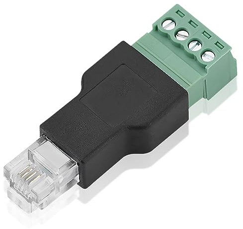 Spina RJ11 occidentale, adattatore da 6P4C maschio a 4 pin con terminale a vite, terminale a vite RJ11 femmina, elevata stabilità del segnale, utilizzo per connettori di cavi telefonici e CCTV