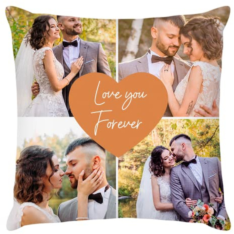 Easycosy Personalised Cushion Cover Valentines Day Birthday Gifts For Her - Personalised Pillowcase Two-Sides Design Custom Pillow With Heart i Love You Forever 40×40cm-No Filling