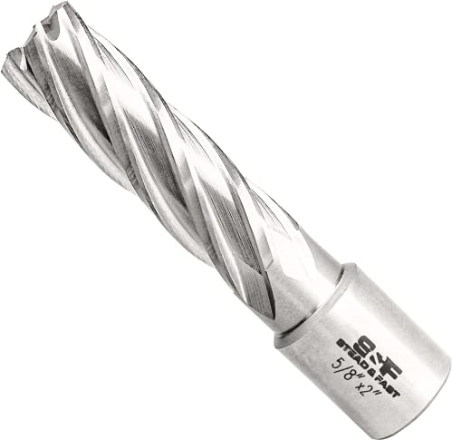 S&F STEAD & FAST HSS-Ringschneider, 1,6 cm Schnittdurchmesser, 5,1 cm Schnitttiefe, 1,9 cm Weldon-Schaft, Mag-Bohrer mit Pilotstift für magnetische Bohrmaschine | 1,9 cm Weldon-Schaft, M2AL HSS Ringbohrer für Magnetbohrmaschine