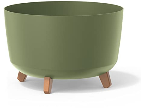 Pot de fleurs bas 21,5L avec pieds amovibles et insert 390 mm, vert