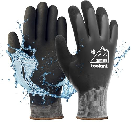OriStout Arbeitshandschuhe für Herren und Damen, Touchscreen, Wassdichte Handschuhe, Thermohandschuhe Winter, Gartenhandschuhe für kaltes Wetter, Grau, Large