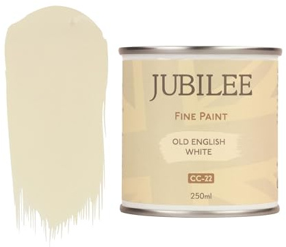 Guild Lane Jubilee Furniture Paint - Old English White 250ml - Chalk Paint Alternative for Wood, Metal, Glass & More - Durable, Water-Based, Soft Sheen Finish - No Primer or Wax Needed