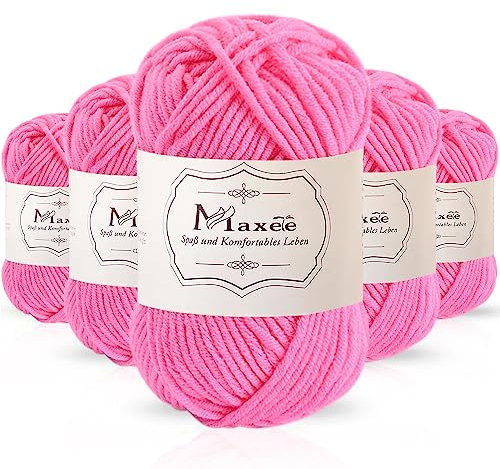Maxee 250g(50gx5) Handstrickgarn Multicolor, Acryl Garn zum Stricken, Weicher Wolle zum Häkeln und Kunsthandwerk, Hand Knitting Garn zum Häkeln, Schals für Strickanfänger, Erfahrene Stricker