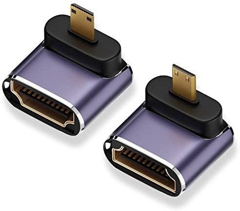 AreMe 8K Micro HDMI to HDMI Adapter (2 Pack), Up and Down 90 Degree Right Angle Micro HDMI Male to HDMI Female Converter Connector for Sony A6000, Raspberry Pi 4, GoPro Hero 7 and Other Sport Camera