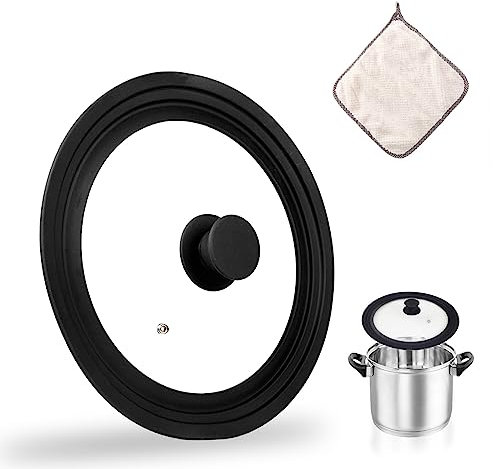 Nizirioo Universaldeckel, Ø 16, 18 Und 20 Glasdeckel Für Töpfe, Universal Glasdeckel Topfdeckel Universal Mit Abgestuften Silikonrand Topfdeckel Hitzebeständig Für Töpfe Und Pfannen - Schwarz