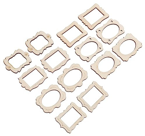 EXCEART 40pcs Wooden Picture Craft Frame Accessories - Mini Wooden Frames for Desktop & Wall - DIY Material for Chip Household Decor