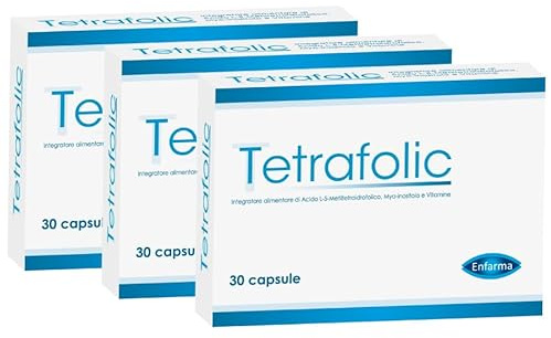 Tetrafolic Integratore Alimentare di Acido L-5-Metiltetraidrofolico, Vitamine del gruppo B, Myo-inositolo e Vitamina C 30 capsule (90)