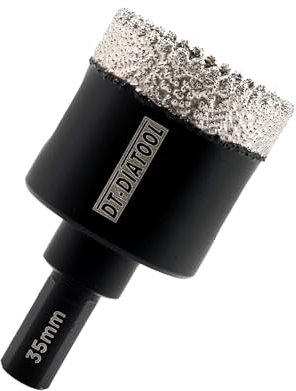 DT-DIATOOL Foret diamant 35 mm – Scie cloche diamant avec tige triangulaire pour porcelaine, carrelage, céramique, marbre, granit