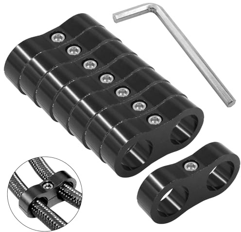 Jiozermi 8pcs 10AN Hose Separator Clamp, Aluminum Fuel Line Mounting Clamp, Hose Fitting Adapter Great for 5/8 Fuel Hose, Oil Line, Brake Line, Water Pipe and Gas Line (Black)