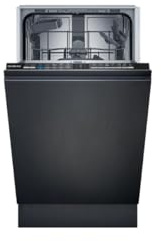 Siemens iQ100 Smarter Schmaler Vollintegrierter Spüler 45 cm SR61HX16KE | Blauer Lichtpunkt am Boden zeigt Betrieb, bis zu dreimal schneller spülen, doppelte Sprüharme, leise 46 dB