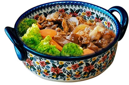 ECOLFE Salad Bowls,Soup Bowls, French Onion Soup Bowl 33oz Retro Ceramic Soup Bowl with Handle Suitable for Barbecue Salad Oat Stew Pasta Bowl-Tulip (Color : Chrysanthemum)