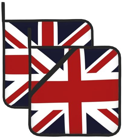Potholder,Insulated Pot Holder Thick Heat Resistant For Bbq Cooking Baking 2 Pcs,Union Jack British Flag